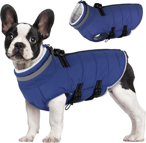 Dog Coat with Harness Built in, Waterproof Dog Jacket with Back Zipper, Reflective Dog Winter Coat for Cold Weather, Windproof Dog Winter Jacket for Small Medium Large Dogs in Kuwait