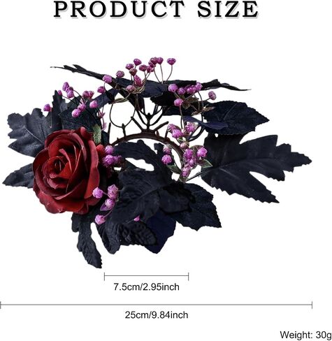 Halloween Candle Rings Wreath Artificial Maple Leaf Rose Flower Candle Holder Wreaths Garland for Halloween Party Home Table Centerpieces Decorations in Saudi Arabia