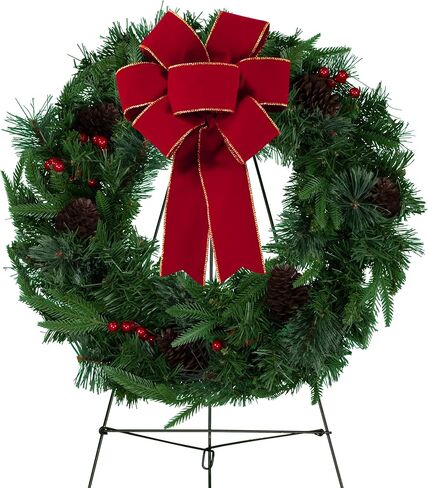 Sympathy Silks - Artificial Pine Christmas Wreaths - Home Decor - Pine Christmas Wreath with Berries - Door Hanger & Easel Included in Kuwait
