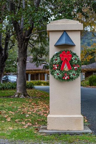 Sympathy Silks - Artificial Pine Christmas Wreaths - Home Decor - Pine Christmas Wreath with Berries - Door Hanger & Easel Included in Kuwait
