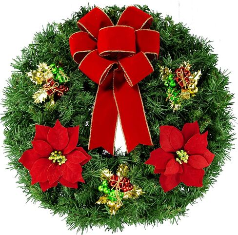 سيمباثي سيلك - أكاليل عيد الميلاد من الصنوبر الاصطناعي - ديكور المنزل - إكليل عيد الميلاد من الصنوبر مع التوت - تتضمن علاقة الباب والحامل in Kuwait