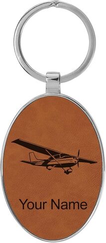 LaserGram Oval Keychain, High Wing Airplane, Personalized Engraving Included (Metal Frame) in Kuwait