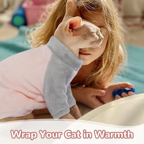 PUMYPOREITY Kitten Sweater, Fleece Cat Shirt, Turtleneck Cat Clothes, Winter Warm Cat Outfit, Thick Cat Sweaters for Cats Only, Blue, S in Kuwait