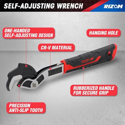 Rizom Self Adjusting Wrench, 8" and 12" Pipe Wrench, 2-Piece Self Adjustable Wrench Set with 3/8 to 1-3/4 inch Jaw Open in Saudi Arabia