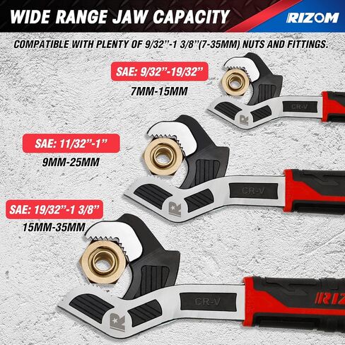 Rizom Self Adjusting Wrench, 8" and 12" Pipe Wrench, 2-Piece Self Adjustable Wrench Set with 3/8 to 1-3/4 inch Jaw Open in Saudi Arabia