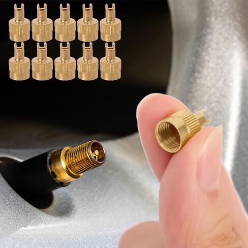10pcs Tire Valve Stem Cap Full Copper Slotted Head Stem Cover with Core Removal Tool Wheel Covers for Auto Motorcycle in Saudi Arabia