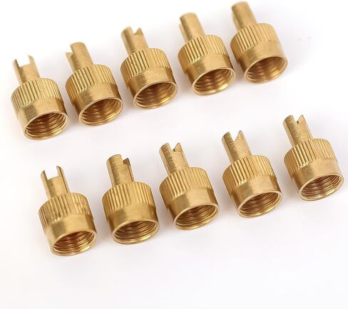 10pcs Tire Valve Stem Cap Full Copper Slotted Head Stem Cover with Core Removal Tool Wheel Covers for Auto Motorcycle in Saudi Arabia