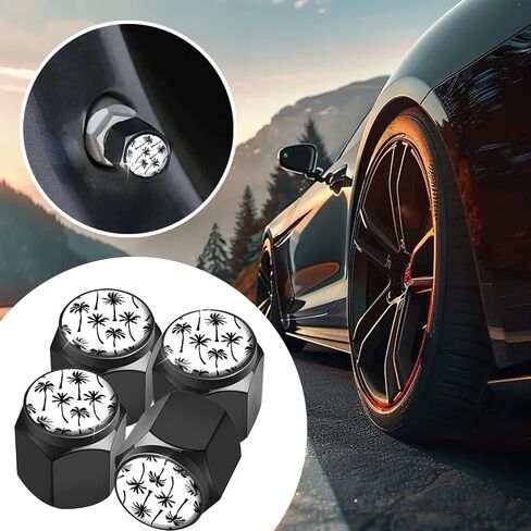 Tire Valve Stem Caps 4 Pack, Car Wheel Stem Caps,Aluminum Air Valve Covers Universal Fit for Cars, SUVs,Trucks, Bikes, and Motorcycles(Doodle Stars Moons) in Kuwait