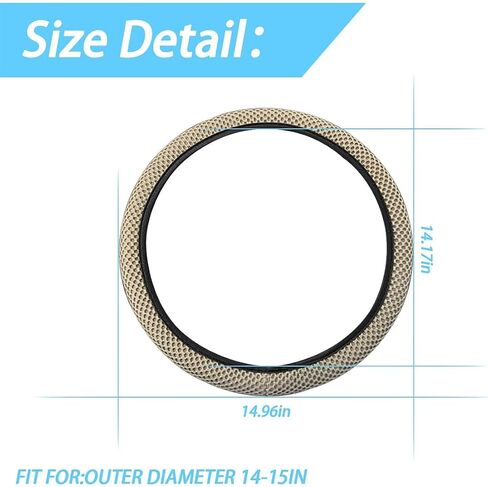 Elastic Stretch Steering Wheel Cover, Universal 15 Inch Car Steering Wheel Cover, Microfiber Breathable Ice Silk, Anti-Slip, Odorless, Easy Carry, Warm in Winter and Cool in Summer (Beige) in Saudi Arabia