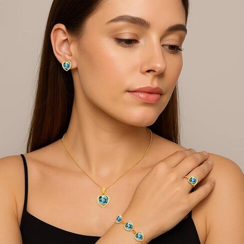 Butterfly Heart Rhinestone Jewelry Set Shiny Crystal Pendant Necklace Earring Ring Bracelet Alloy Pendant Accessories Adjustable Gifts for Woman Birthday Party Wedding in Saudi Arabia