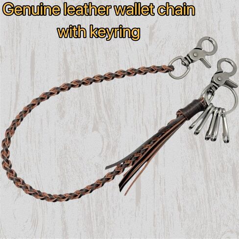 Braided Genuine Leather Wallet Chain With Keyring, Biker Pants Keychain, Motorcycle Punk Jeans Chain Key Holder in Saudi Arabia