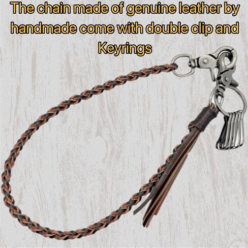 Braided Genuine Leather Wallet Chain With Keyring, Biker Pants Keychain, Motorcycle Punk Jeans Chain Key Holder in Saudi Arabia