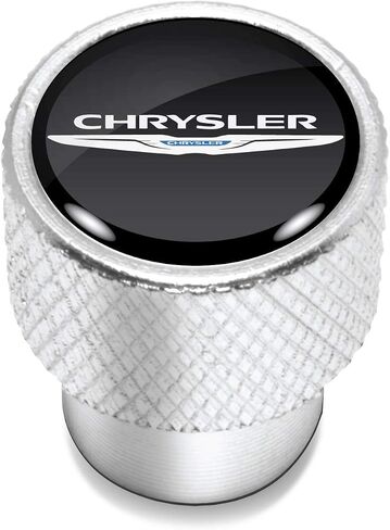 iPick Image for Chrysler Logo in Black on Shining Silver Aluminum Tire Valve Stem Caps in Saudi Arabia