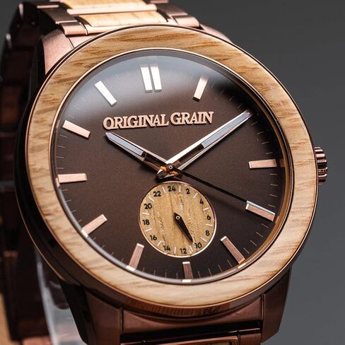 Original Grain Men's Whiskey Espresso 46mm Analog Watch | Barrel Collection, 316L Stainless Steel, Adjustable Watch Band | 5ATM Water-Resistant & Scratch-Resistant | Fashion Wrist Watch for Men in Saudi Arabia