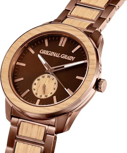Original Grain Men's Whiskey Espresso 46mm Analog Watch | Barrel Collection, 316L Stainless Steel, Adjustable Watch Band | 5ATM Water-Resistant & Scratch-Resistant | Fashion Wrist Watch for Men in Saudi Arabia