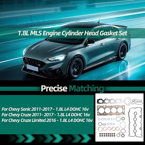 MLS Engine Cylinder Head Gasket Set fits for Chevy Cruze Sonic 2011-2017, for Cruze Limited 2016, 1.8L L4 DOHC 16v, Head Gasket Kit Replacement for HS26516PT-1, HGS345 in Saudi Arabia