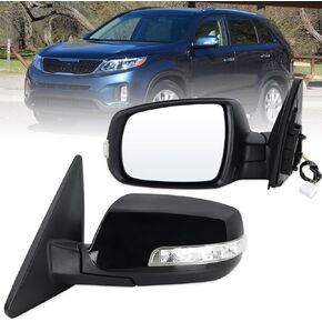 مرآة جانبية للسائق الأيسر متوافقة مع 2011 2012 2013 2014 2015 Kia Sorento مع زجاج كهربائي قابل للطي يدويًا وإشارة انعطاف ساخنة باللون الأسود غير اللامع #876101U050(7 دبابيس) in Saudi Arabia
