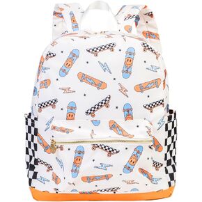 Noa Jayne Co. Boys 16" Backpack Ages 5–8 – Retro Skateboard & Checkered School Bag | Trendy Lightweight Durable Kids Backpack for Elementary & Travel in Saudi Arabia