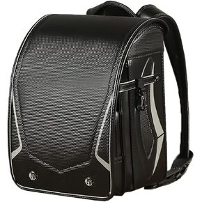 Star-Wind Randoseru Ransel backpack automatic Japanese school bag boys girls leather light weight Rain Cover(Black*Red) in Saudi Arabia