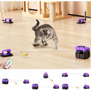 AsFrost Upgraded Interactive Cat Toy for Indoor Cats, Cat Feather Toy Treadmill for Bored Kitten Puppy Play Chase Run Exercise Mental Stimulation, Auto/Manual Control DIY Mouse Hunting Toy-Sky Blue in Saudi Arabia