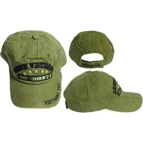 Trade Winds Army Vietnam Veteran Ribbon Olive Green Cotton Adjustable Embroidered Cap Hat - Licensed in Saudi Arabia