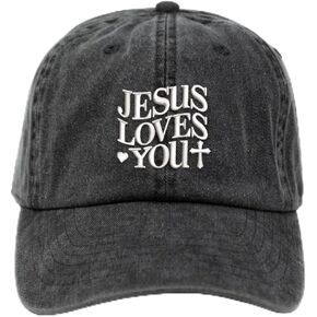 Jesus Loves You Embroidered Cap Black in Saudi Arabia