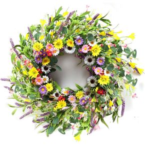 Farmhouse Decor Front Door Wreath: 22 Inch Front Door Decor W-reath Spring Wreath & Summer Wreaths for Fr-ONT The Door, Wall, Porch, Window Vivid Artificial Floral Wreaths for Green Home Decor in Saudi Arabia