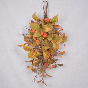 19.7inch Fall Harvest Teardrop Swag, Pumpkin Berry Door Hanging Harvest Wreath Thanksgiving Wreath, Wall Hanging Autumn Wreath for Indoor Outdoor Christmas Halloween Decor, A in Saudi Arabia