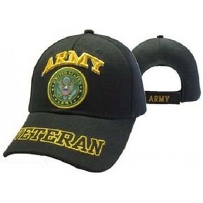 Official US Army Licensed Army Veteran Seal Letters Black Cap Hat in Saudi Arabia