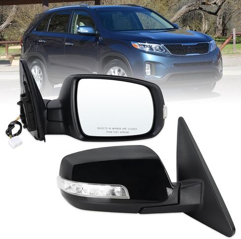 مرآة جانبية للسائق الأيسر متوافقة مع 2011 2012 2013 2014 2015 Kia Sorento مع زجاج كهربائي قابل للطي يدويًا وإشارة انعطاف ساخنة باللون الأسود غير اللامع #876101U050(7 دبابيس) in Saudi Arabia