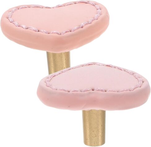 2pcs Pink Boys and Girls Drawer Pulls Heart Shaped Brass Leather Handle Cabinet Knobs Dresser Handles and Knobs for Boy Girl's in Saudi Arabia
