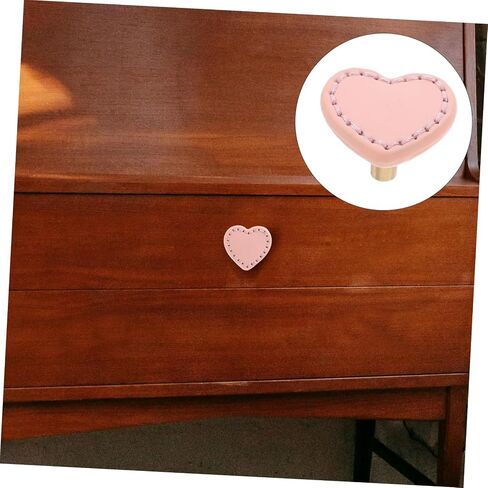 2pcs Pink Boys and Girls Drawer Pulls Heart Shaped Brass Leather Handle Cabinet Knobs Dresser Handles and Knobs for Boy Girl's in Saudi Arabia