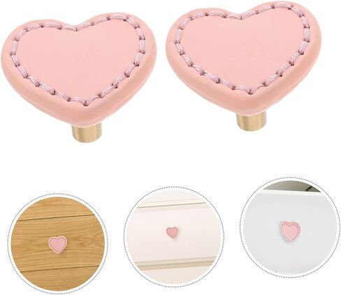 2pcs Pink Boys and Girls Drawer Pulls Heart Shaped Brass Leather Handle Cabinet Knobs Dresser Handles and Knobs for Boy Girl's in Saudi Arabia