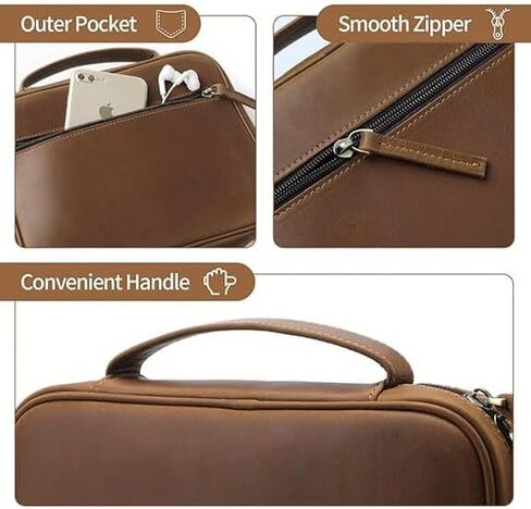 Jack&Chris Full Grain Leather Bible Covers, Church Bag Bible Protective Book Holder, Large Bible Cover for Men Women, Bible Carrying Case Folder Organizer with Handle, Christian Art Gifts, Brown in Saudi Arabia