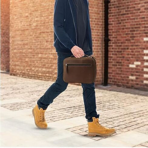 Jack&Chris Full Grain Leather Bible Covers, Church Bag Bible Protective Book Holder, Large Bible Cover for Men Women, Bible Carrying Case Folder Organizer with Handle, Christian Art Gifts, Brown in Saudi Arabia