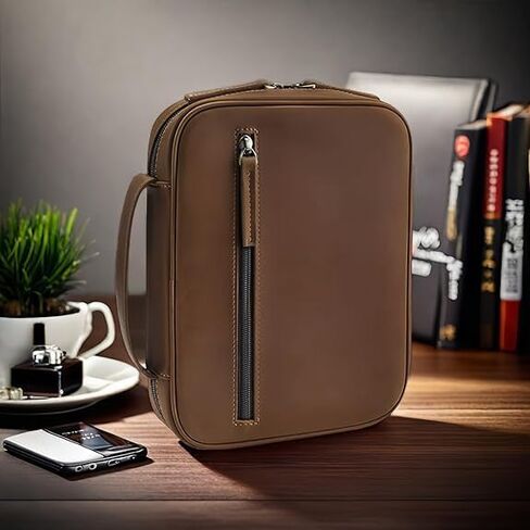 Jack&Chris Full Grain Leather Bible Covers, Church Bag Bible Protective Book Holder, Large Bible Cover for Men Women, Bible Carrying Case Folder Organizer with Handle, Christian Art Gifts, Brown in Saudi Arabia