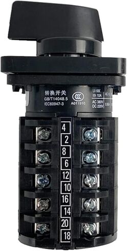 380V 10A 5 Levels 3 Position Silver Contact Dual Power Control Circuit Universal Changeover Rotary Cam Switch Black LW8-10/5(01) in Saudi Arabia