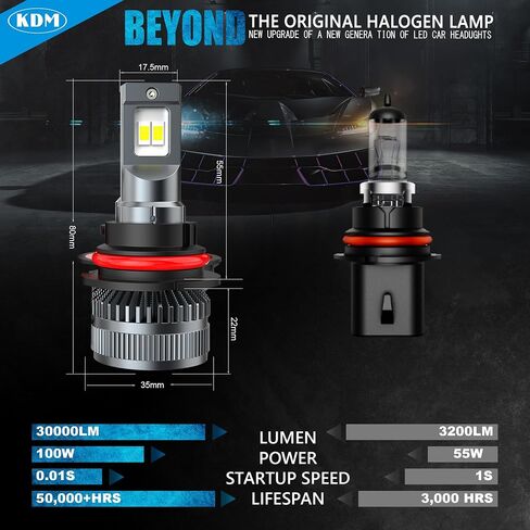 KDM Combo Bulbs Pack,100W High Power 600% Brightness CSP Chip Fit for 1999 2000 2001 2002 2003 Ford F150 F250 F350,6000K White High/Low Beam Fog Light Replacement Blubs,4 Pack in Saudi Arabia