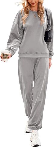 Beyove Women Velour Sweatsuits 2 Piece Tracksuit Sets with Pockets Sweatshirt & Sweatpants Leisure Jogger Outfits S-XXL in Kuwait