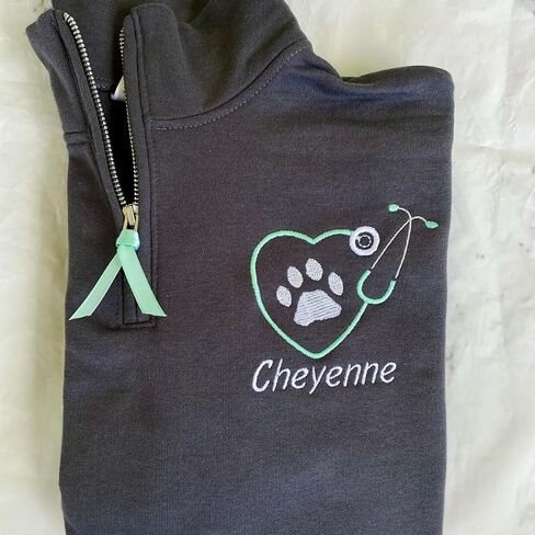 COUPLEHOODIES Custom Vet Tech Embroidered Quarter Zip with Name and Stethoscope - Gift for Veterinarians Nurse or Students in Saudi Arabia