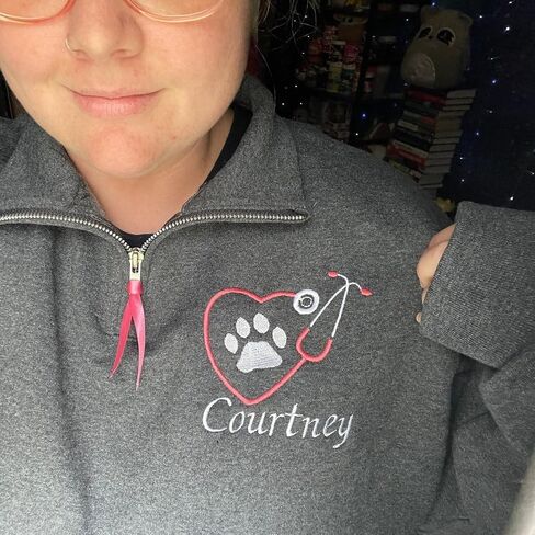 COUPLEHOODIES Custom Vet Tech Embroidered Quarter Zip with Name and Stethoscope - Gift for Veterinarians Nurse or Students in Saudi Arabia