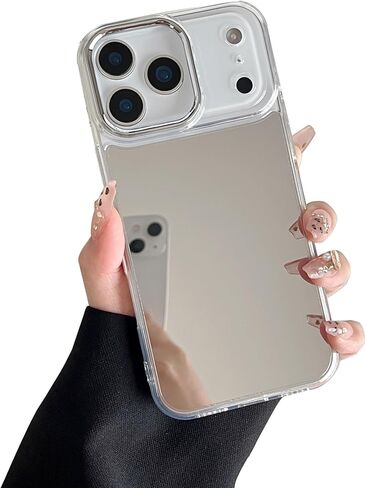 ZTOFERA Mirror Case for iPhone 16 Pro Max, Mirror for Girls Women Makeup, Cute Glossy Hard Mirror Back+Clear Soft TPU Bumper Slim Fit Anti-Drop Shockproof Protective Case for iPhone 16 Pro Max in Kuwait