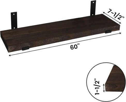 CONSDAN 30 inch Floating Shelves, Solid Paulownia Wood, Burnt Wood Light Weight, Wall Shelves for Bedroom, Bathroom, Living Room, Kitchen, 30x7.5x1.5 in in Kuwait