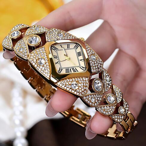 BESTKANG Elegant Women's Luxury Watch Rhombic Square Rhinestone Bracelet Roman Numerals Dial Quartz Watch Ladies Dress Analog Wrist Watches for Women in Saudi Arabia