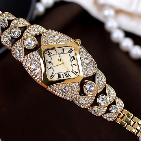 BESTKANG Elegant Women's Luxury Watch Rhombic Square Rhinestone Bracelet Roman Numerals Dial Quartz Watch Ladies Dress Analog Wrist Watches for Women in Saudi Arabia