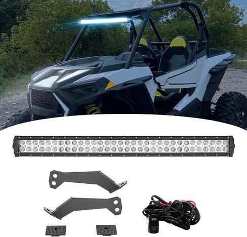 32 Inch 180W LED Straight Light Bar Spot/Flood Combo Beam w/Rock Switch Wiring Kit and Below Roof Mount Bracket Compatible with Polaris RZR XP 1000 900 Models in Saudi Arabia