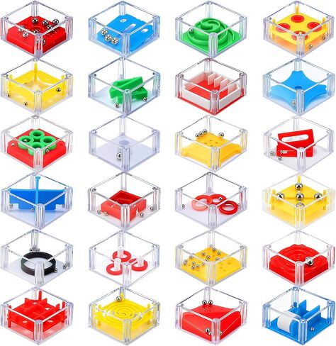 Sumind Mini Maze Cube Puzzle Box Pack of 24, Balance IQ Maze Game 1.5 Inch 3D Brain Teaser Ball Ideal Prizes Gifts Puzzles Party Favor Games for Mind Challenge Gifts in Kuwait