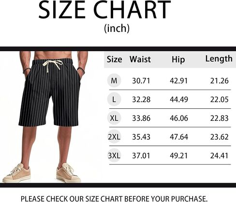 Men's Linen Shorts Casual Elastic Waist Drawstring Summer Beach Shorts with Pockets in Saudi Arabia
