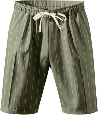 Men's Linen Shorts Casual Elastic Waist Drawstring Summer Beach Shorts with Pockets in Saudi Arabia