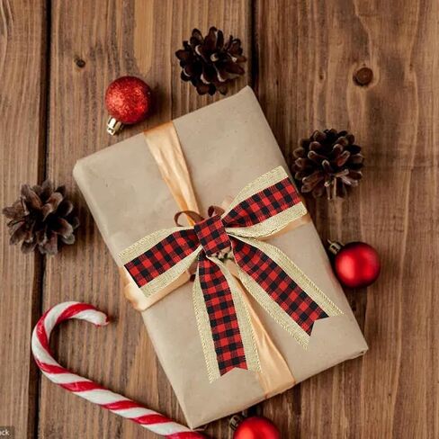 TONIFUL 2 Rolls-2.5 Inch Black and White Plaid Check Burlap Ribbon,Burlap Wired Ribbon for Crafts Ornament Wrapping, Bows Making, Room and Party Decoration (6yds/roll) in Kuwait